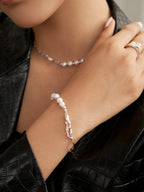 Natural Silver and Pearl Bracelet