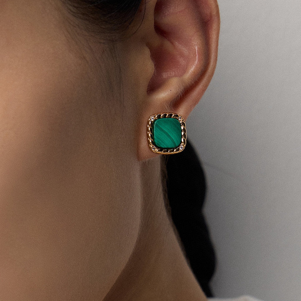 Relief Malachite Stud Earrings