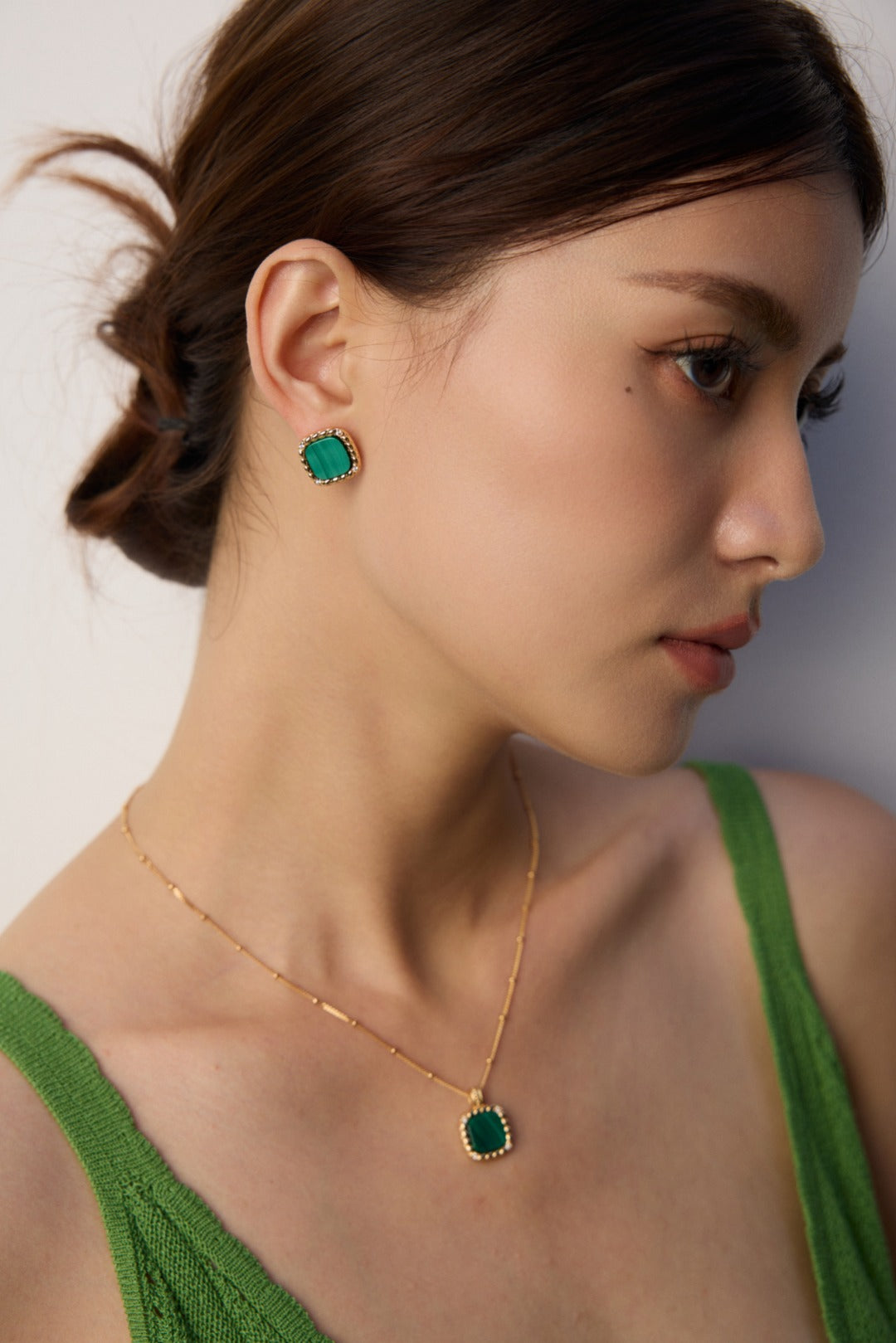 Relief Malachite Stud Earrings