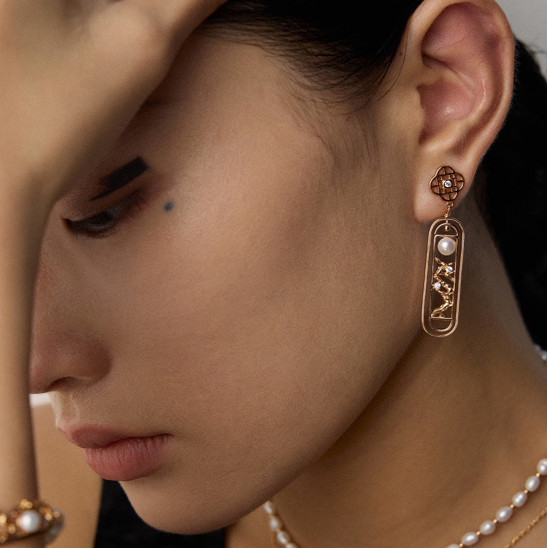 Lattice Pearl Drop Earrings