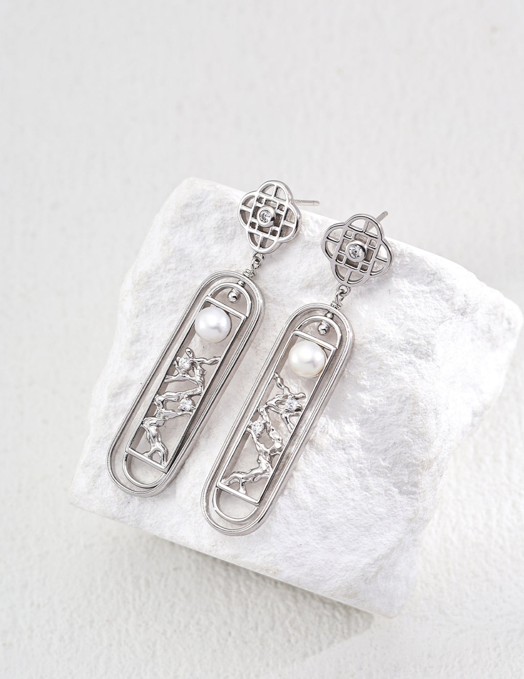 Lattice Pearl Drop Earrings