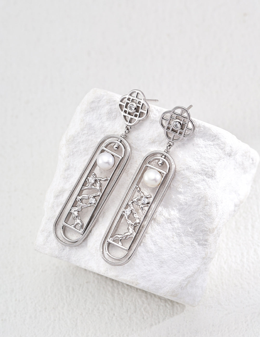 Lattice Pearl Drop Earrings
