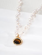 Natural Pearl Tiger Eye Necklace
