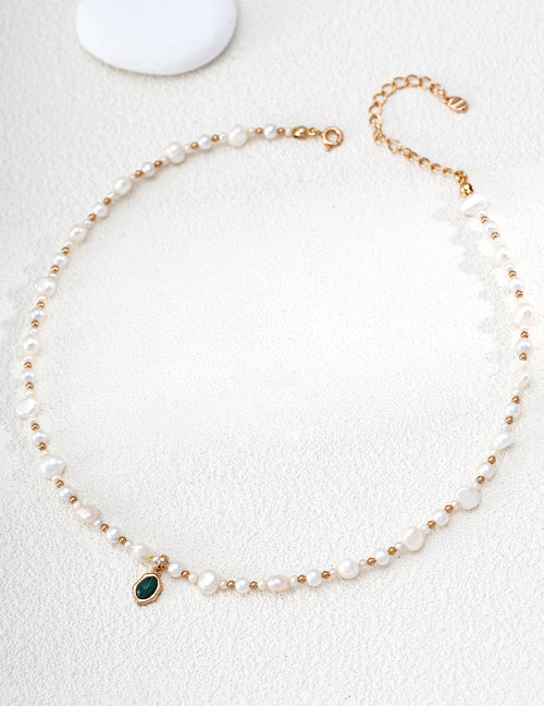 Fortune Malachite Pearl Necklace